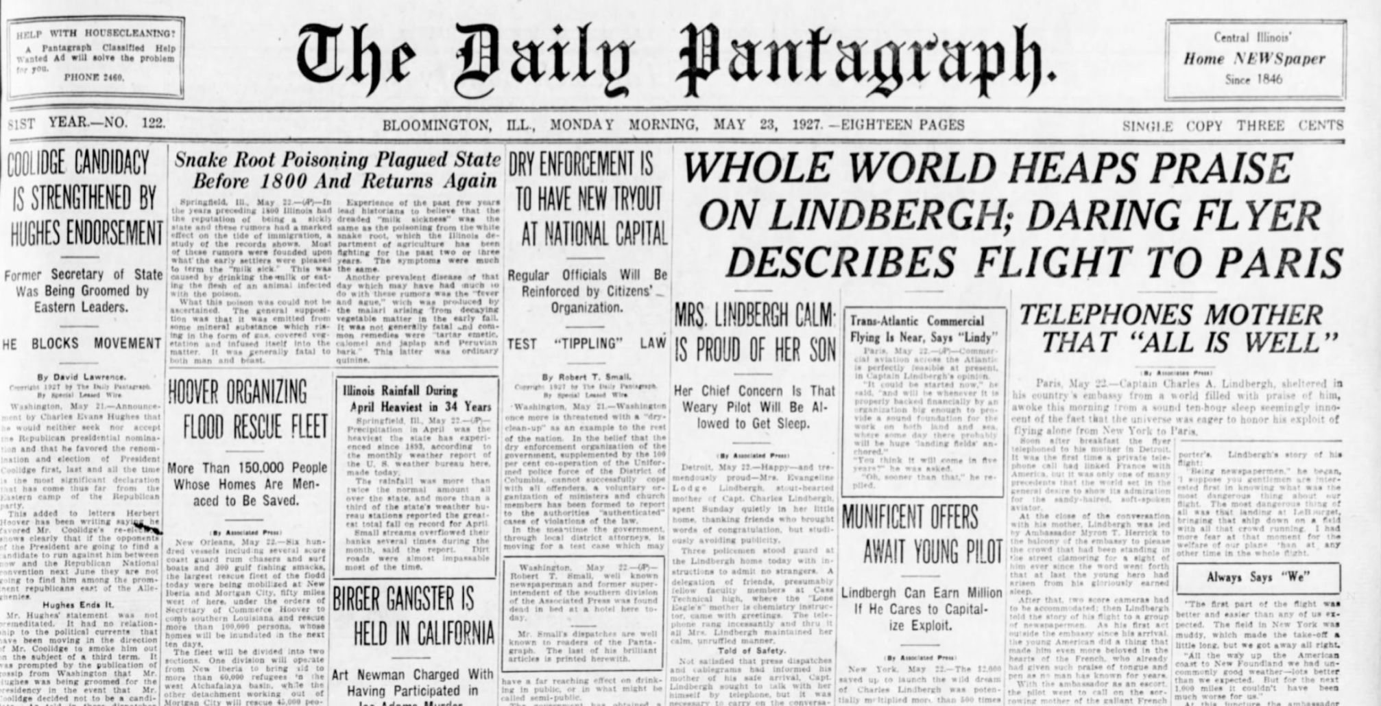 May 23, 1927 - Lindbergh flight